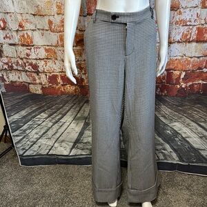 Anthropologie NWT Black and White Houndstooth Wide-Leg Trousers // Sz 18W